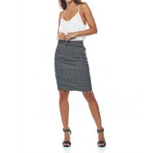NEW DAZZ plaid pencil skirt in black/ivory